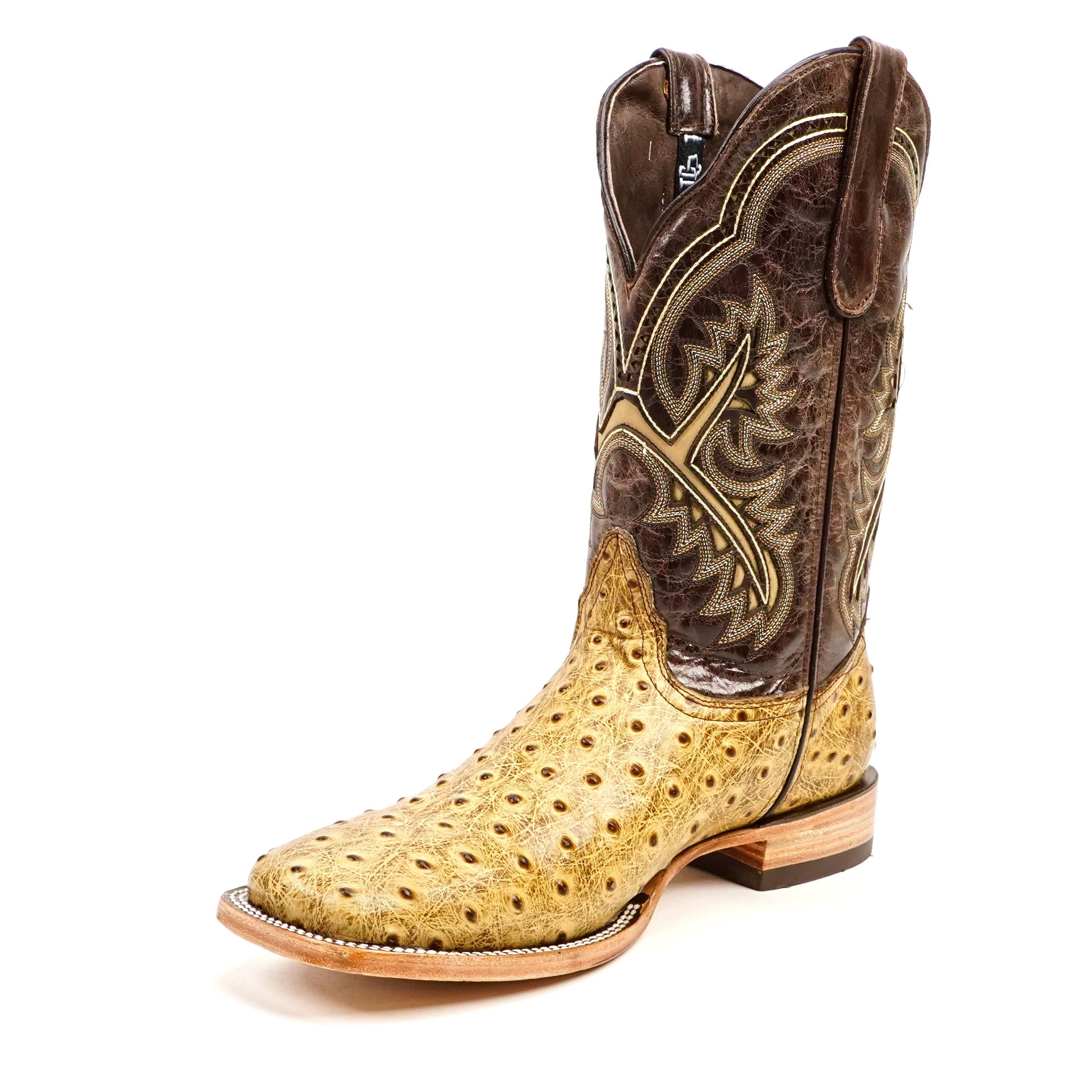 Ostrich Orix Cowboy Boots - Embossed Leather - Square Toe (E424)