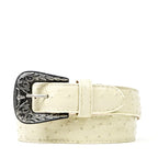 Exotic Full Quilt Ostrich Belt - Bone (C-028)