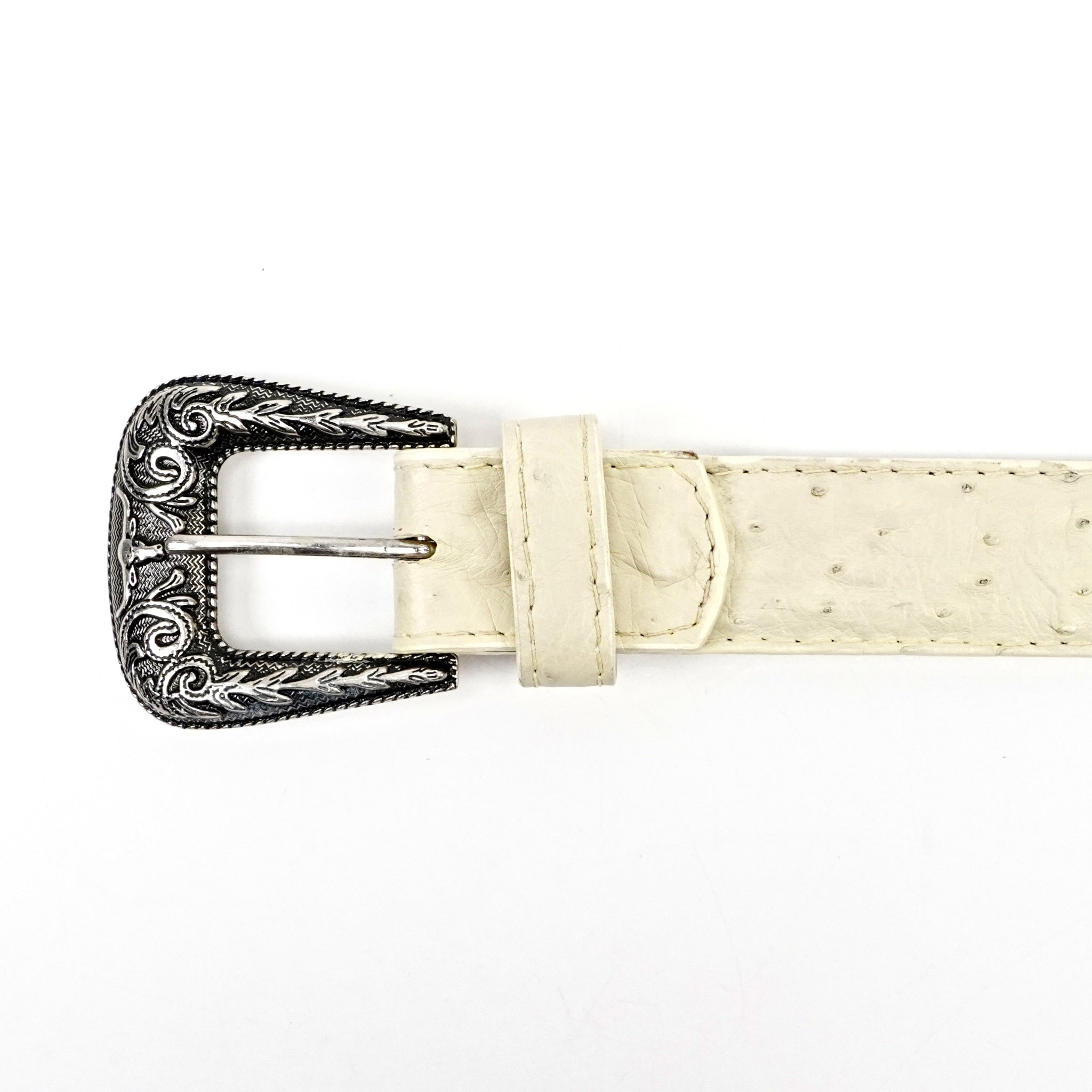 Exotic Full Quilt Ostrich Belt - Bone (C-028)