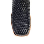 Rush Black Basketweave Boots - Square Toe (E633)