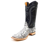 Python Natural Cowboy Boots - Embossed Leather - Square Toe (E913)