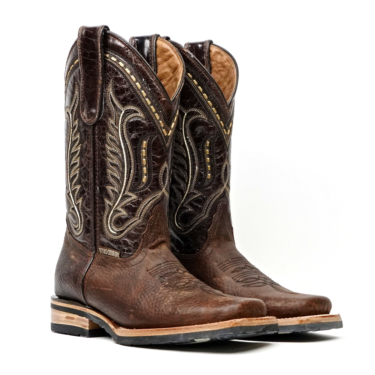 Cheyenne Choco Leather Boots (Youth) - Slip-Resistant Sole - Rodeo Toe (E28)