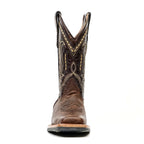 Cheyenne Choco Leather Boots (Youth) - Slip-Resistant Sole - Rodeo Toe (E28)