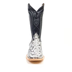 Python Natural Cowboy Boots - Embossed Leather - Square Toe (E913)