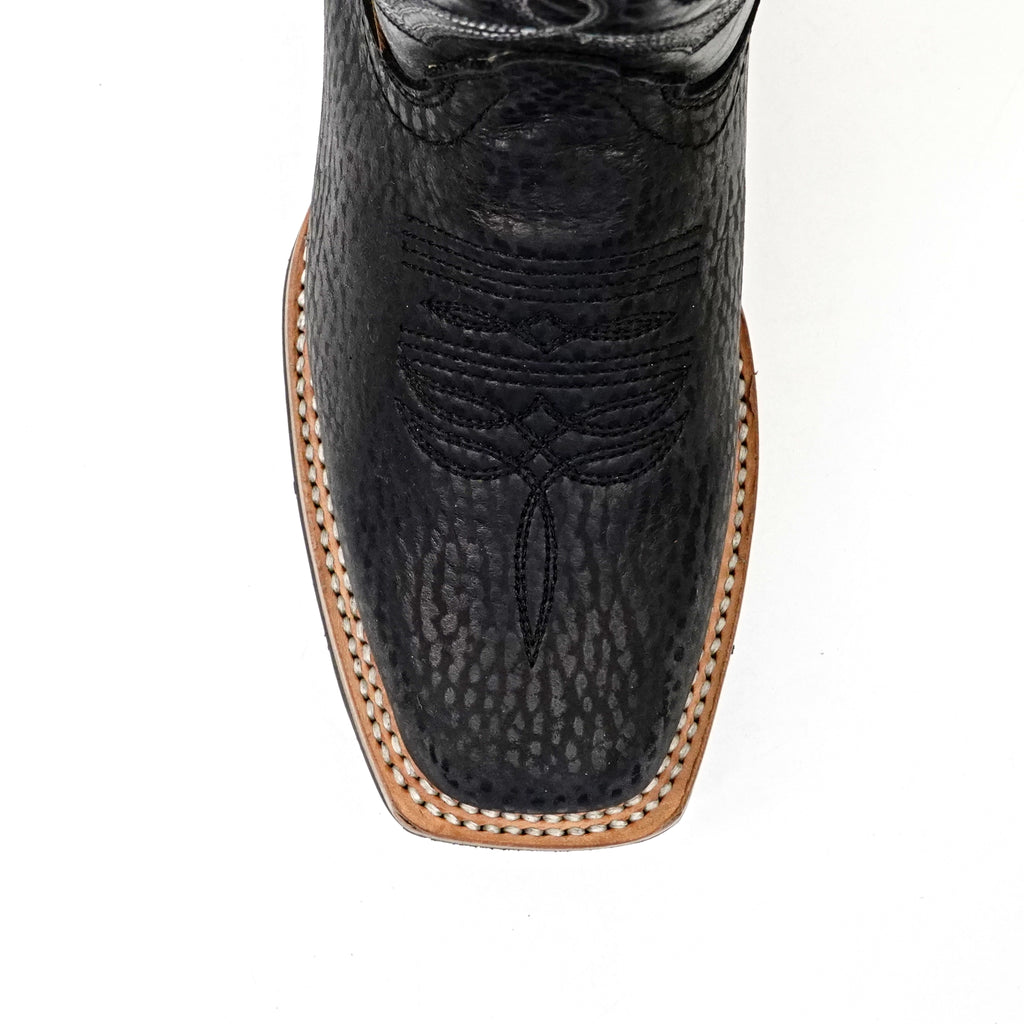Cheyenne Black Leather Boots (Youth) - Slip-Resistant Sole - Rodeo Toe (E28)
