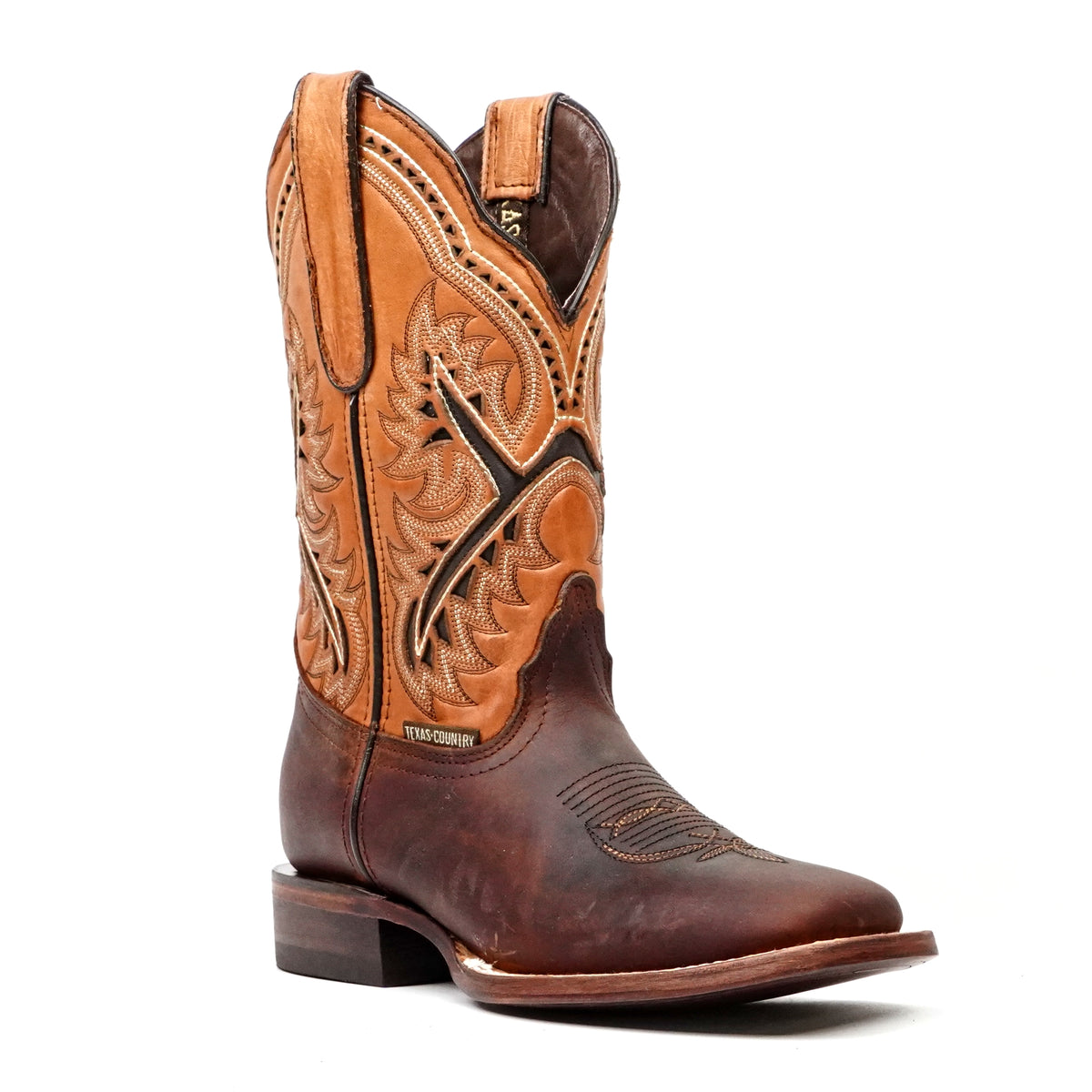 Distressed Mocha Leather Boots (Youth) - Square Toe (E29)