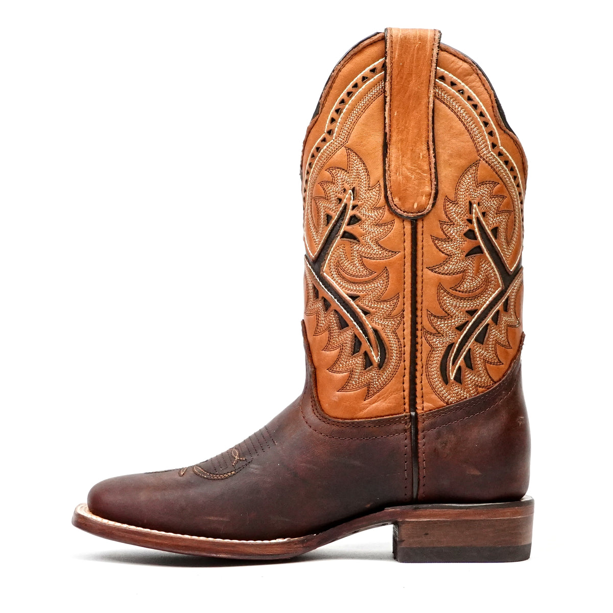 Distressed Mocha Leather Boots (Youth) - Square Toe (E29)