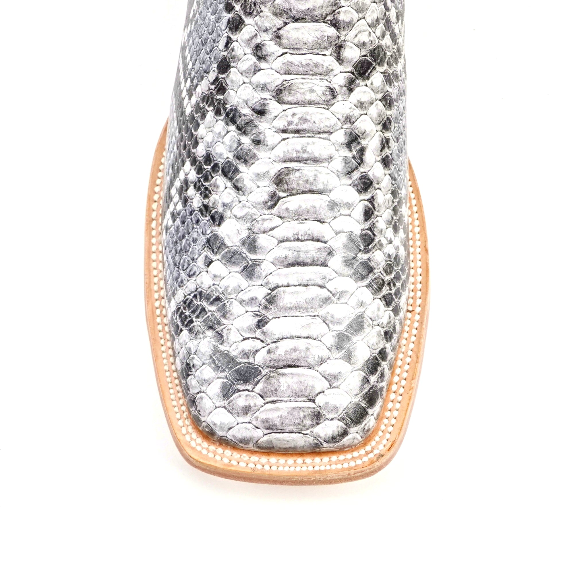 Python Natural Cowboy Boots - Embossed Leather - Square Toe (E913)