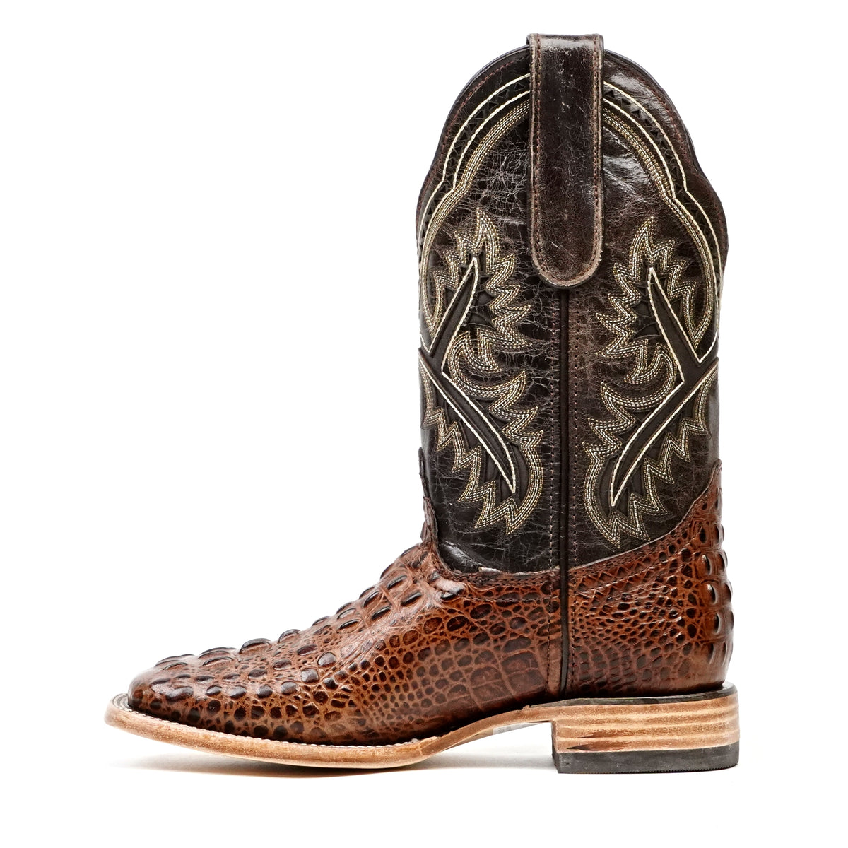 Crocodile Choco Boots (Youth) - Embossed Leather - Square Toe (E427)