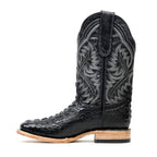 Crocodile Black Boots (Youth) - Embossed Leather - Square Toe (E427)