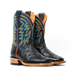 Kids Ostrich Boots - Black - Square Toe