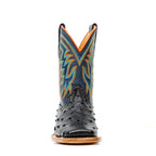 Kids Ostrich Boots - Black - Square Toe