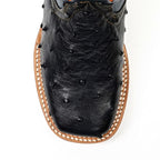 Kids Ostrich Boots - Black - Square Toe