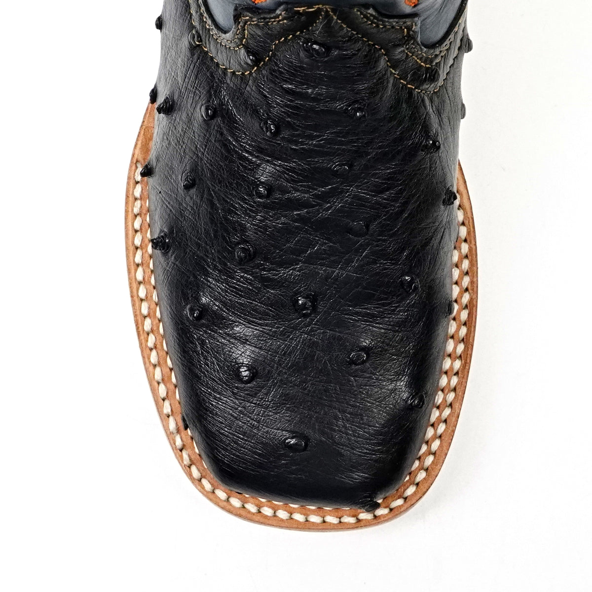 Kids Ostrich Boots - Black - Square Toe