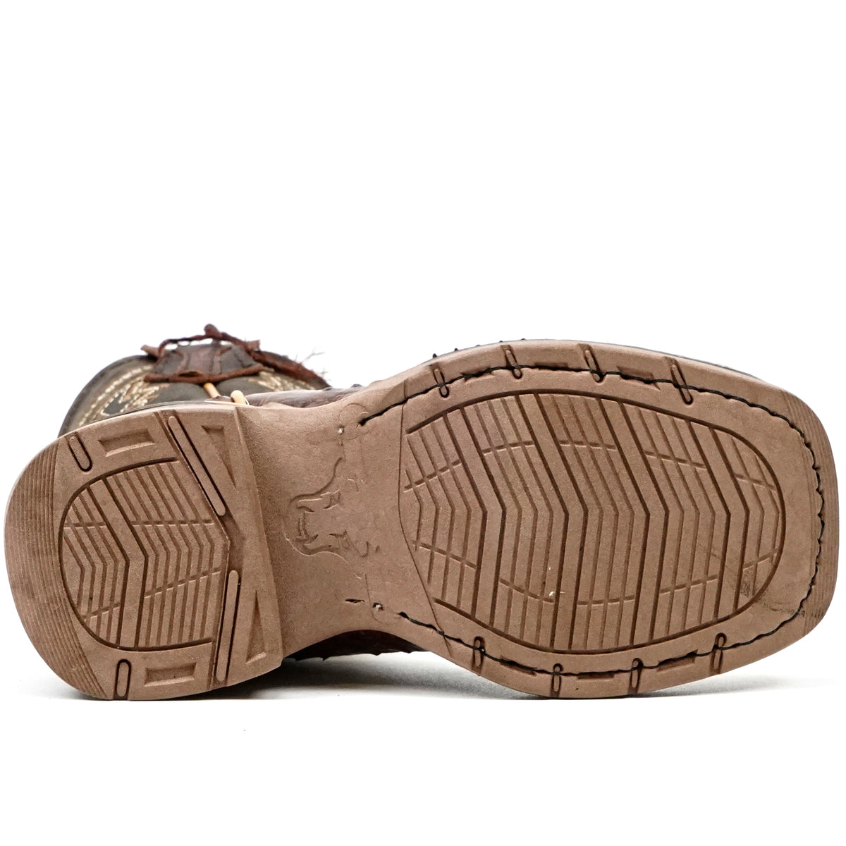 Ostrich Tobacco Kids Boots - Double-Density Sole - Square Toe