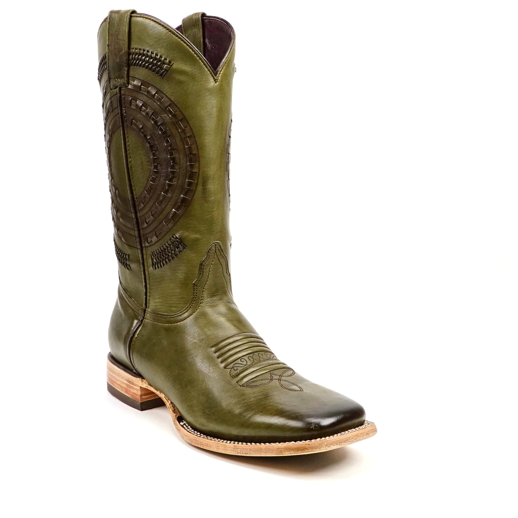 Clayton Olive Cowboy Boots - Square Toe (E944)