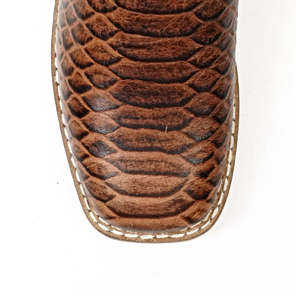 Chocolate Python - Botas de piel repujada para niños - Punta cuadrada (K11-1)