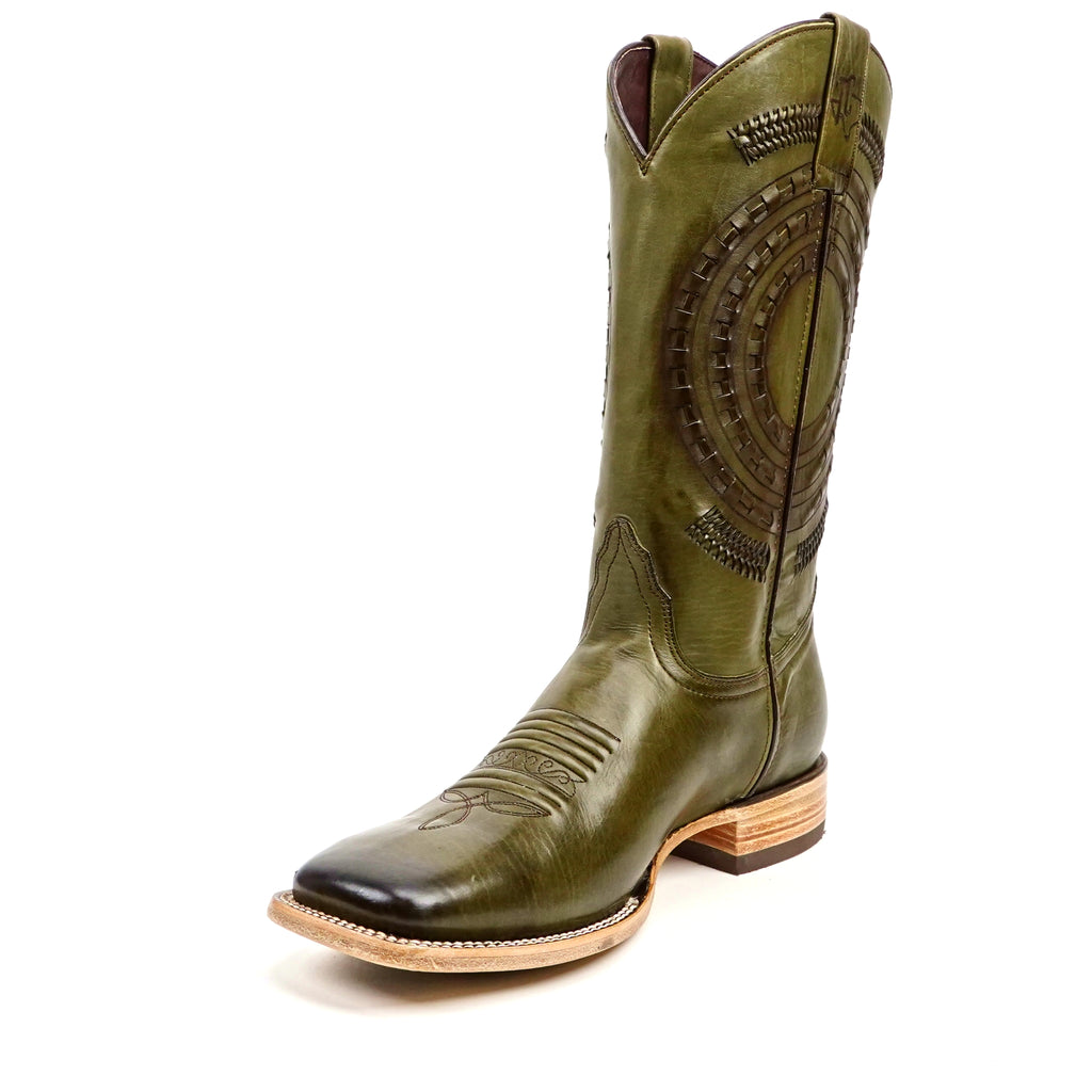 Clayton Olive Cowboy Boots - Square Toe (E944)