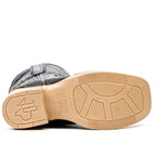 Bota Vaquera Niño de Piel Pirarucú Negra Grabada - Punta Cuadrada (K92-1)