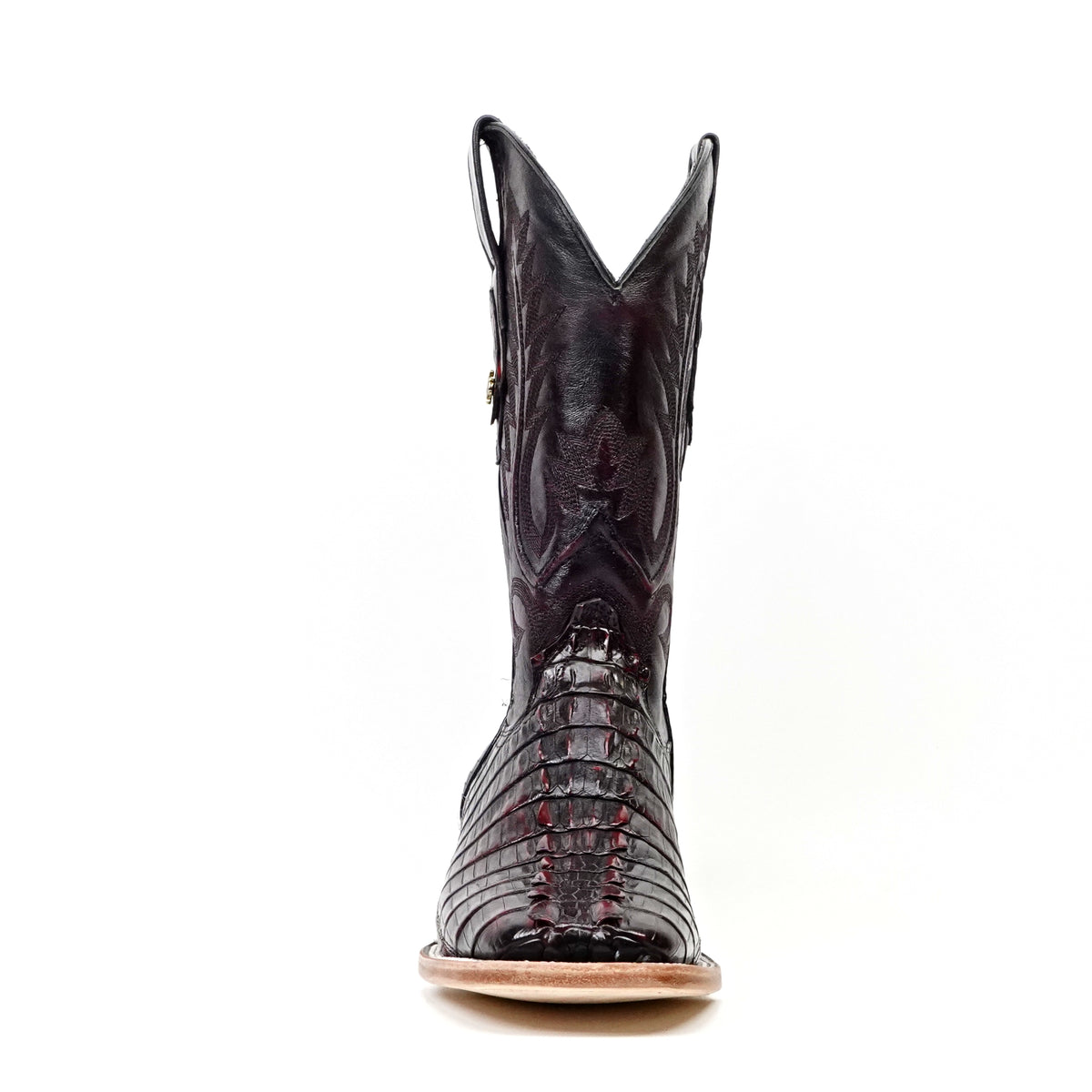 Rhodes Nile Crocodile Tail Boots - Black Cherry - Square Toe (LM10)