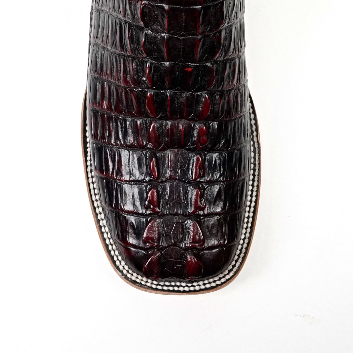 Rhodes Nile Crocodile Tail Boots - Black Cherry - Square Toe (LM10)