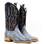 Ridge Ostrich Leg Boots - Denim Blue - Roper Toe