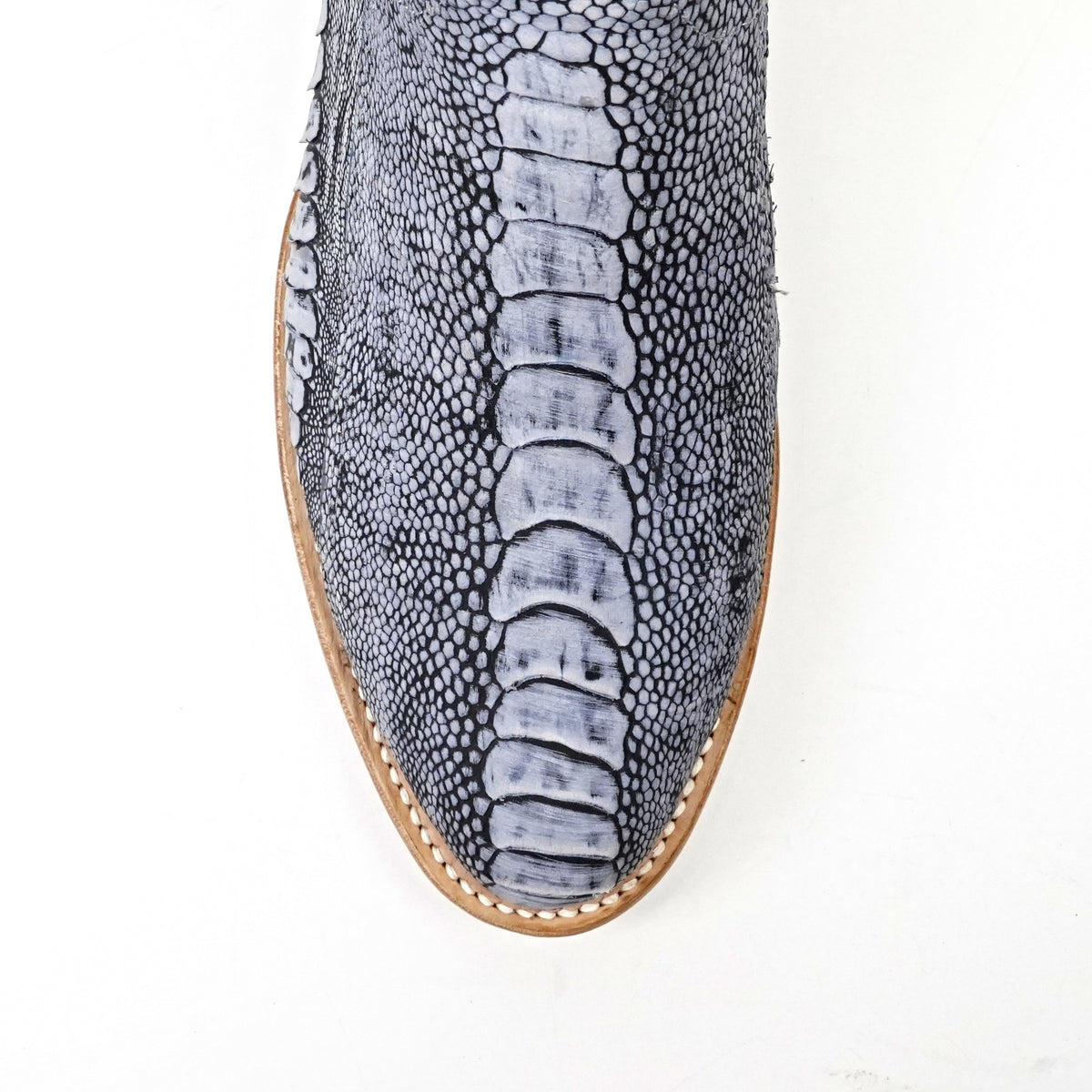 Ridge Ostrich Leg Boots - Denim Blue - Roper Toe
