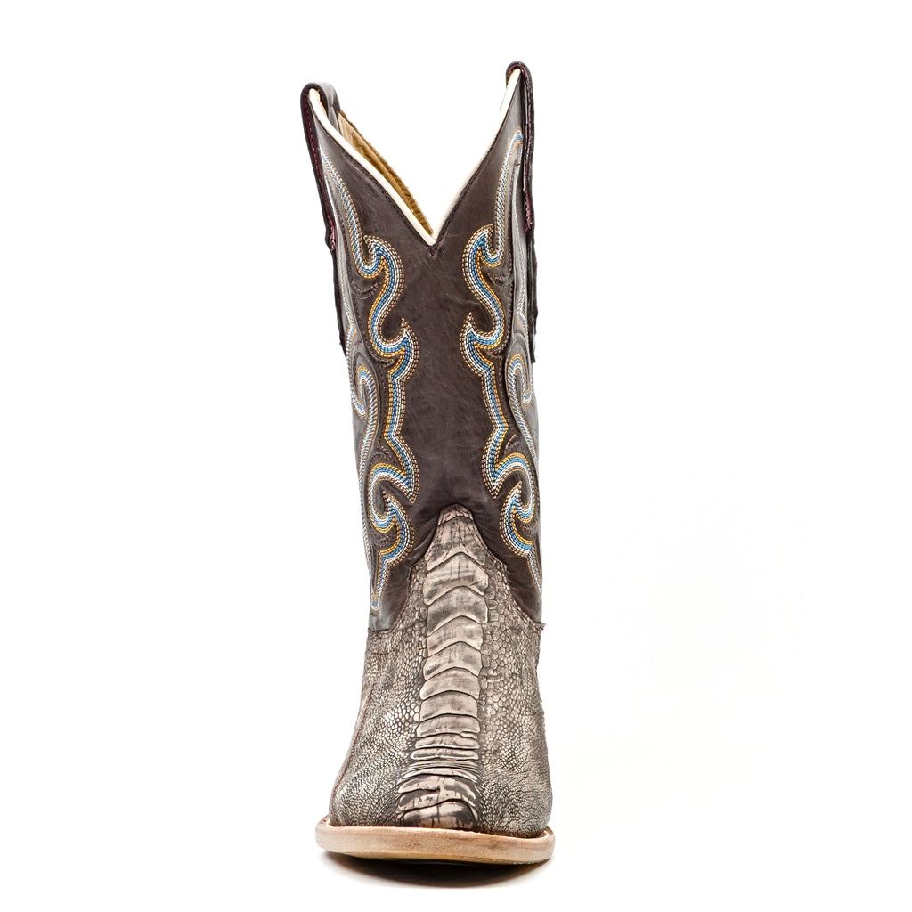 Ridge Ostrich Leg Boots - Rustic Brown - Roper Toe