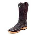 Rhodes Nile Crocodile Hornback Boots - Black Cherry - Square Toe (LM10)