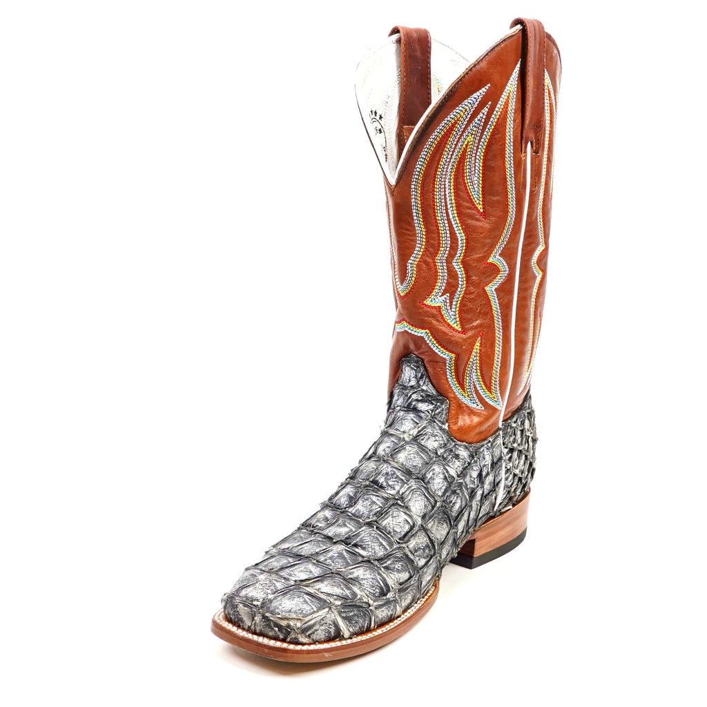 Butch Pirarucu Fish Boots - Newspaper - Square Toe
