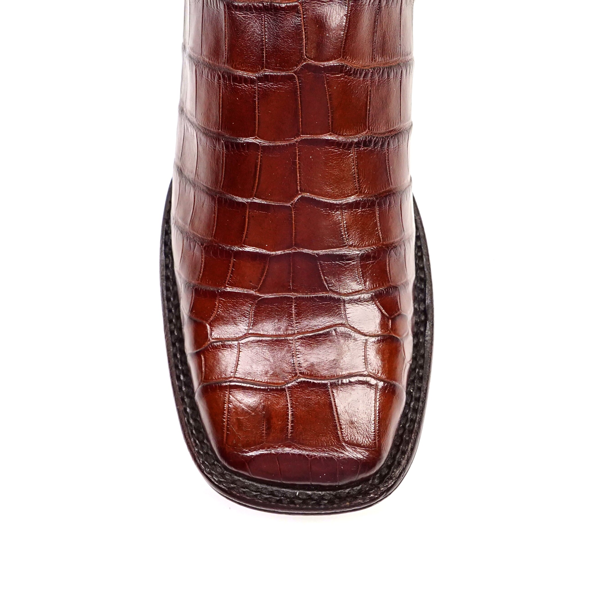 James Platinum Alligator Belly Boots - Brandy - Square Toe