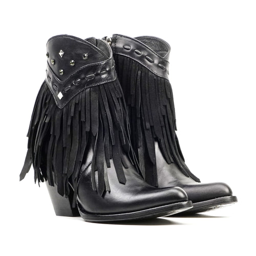 Austin Frills Black Booties - J Toe - Gomez Western Wear
