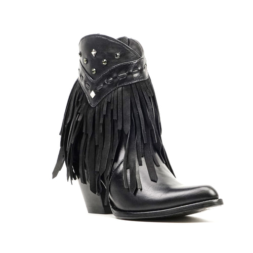 Austin Frills Black Booties - J Toe - Gomez Western Wear