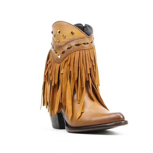 Austin Frills Honey Tan Booties - J Toe - Gomez Western Wear