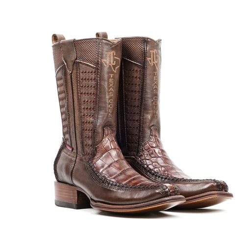 Alligator Belly Short Shaft Boots - Tobacco - Narrow Square Toe (FLO22) - Gomez Western Wear