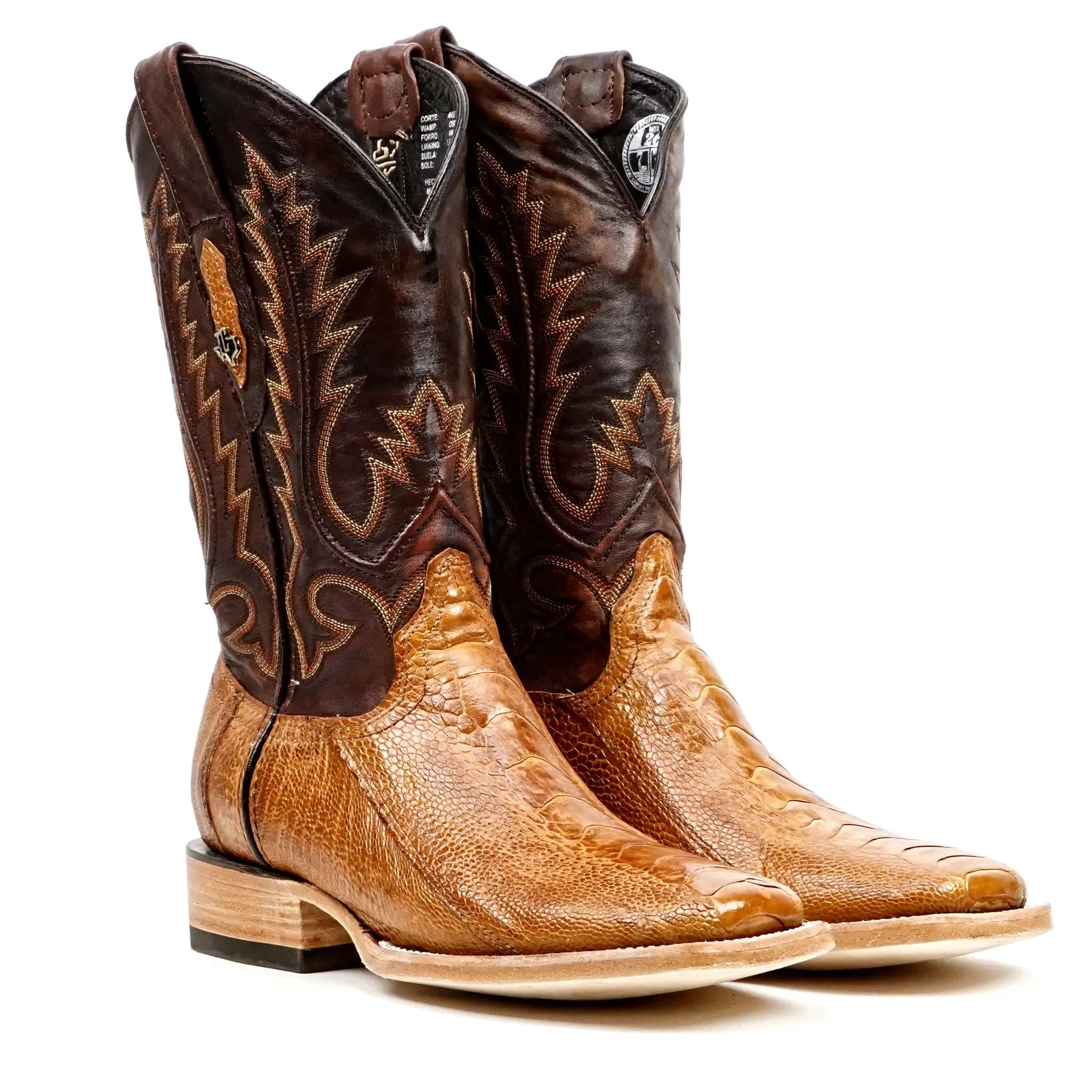 Austin Ostrich Leg Boots - Maple - Square Toe (PA501) - Gomez Western Wear