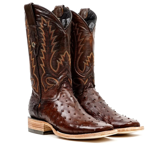Austin Ostrich Boots - Brass - Square Toe (AV20) - Gomez Western Wear Bota Original Texas Country Gomez Western Wear