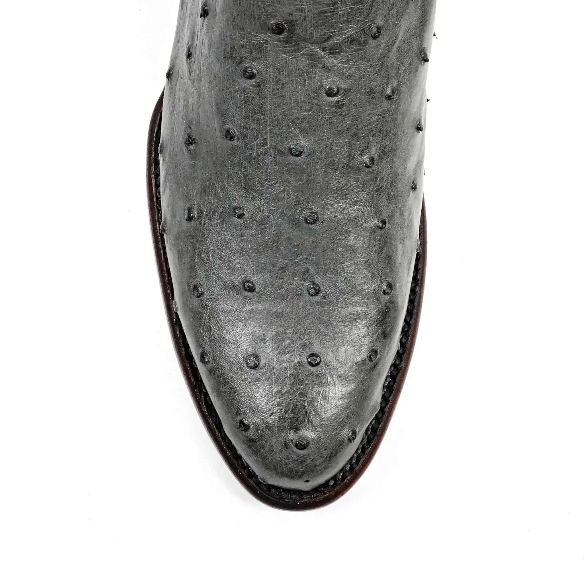 Austin Ostrich Boots - Zinc Gray - Roper Toe (AV201) - Gomez Western Wear Exotic Boots Texas Country Gomez Western Wear