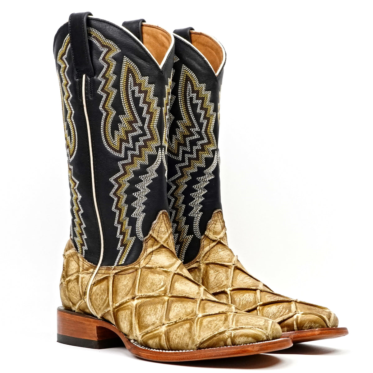 Pirarucu Fish Orix Boots - Embossed Leather - Square Toe (E962)