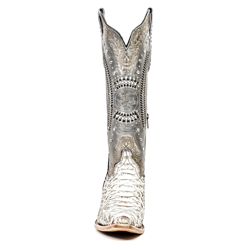 Priscila - Botas vaqueras Python Natural - Caña alta - Punta fina (E31)