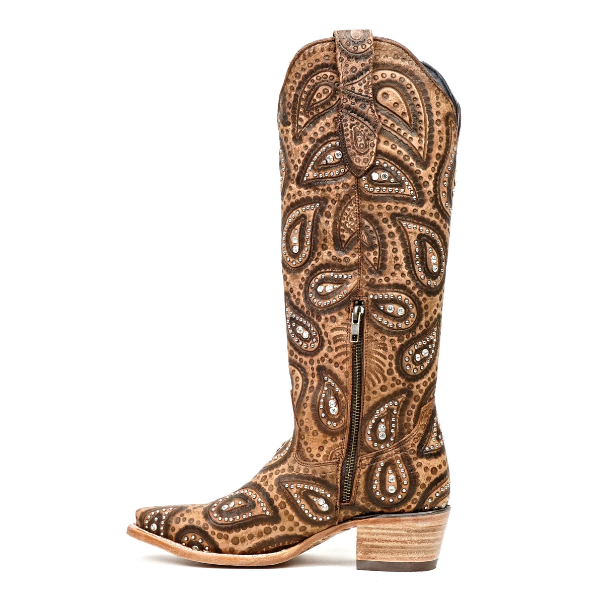 Botas de caña alta Mandala grabadas a mano – Punta estrecha (E866)
