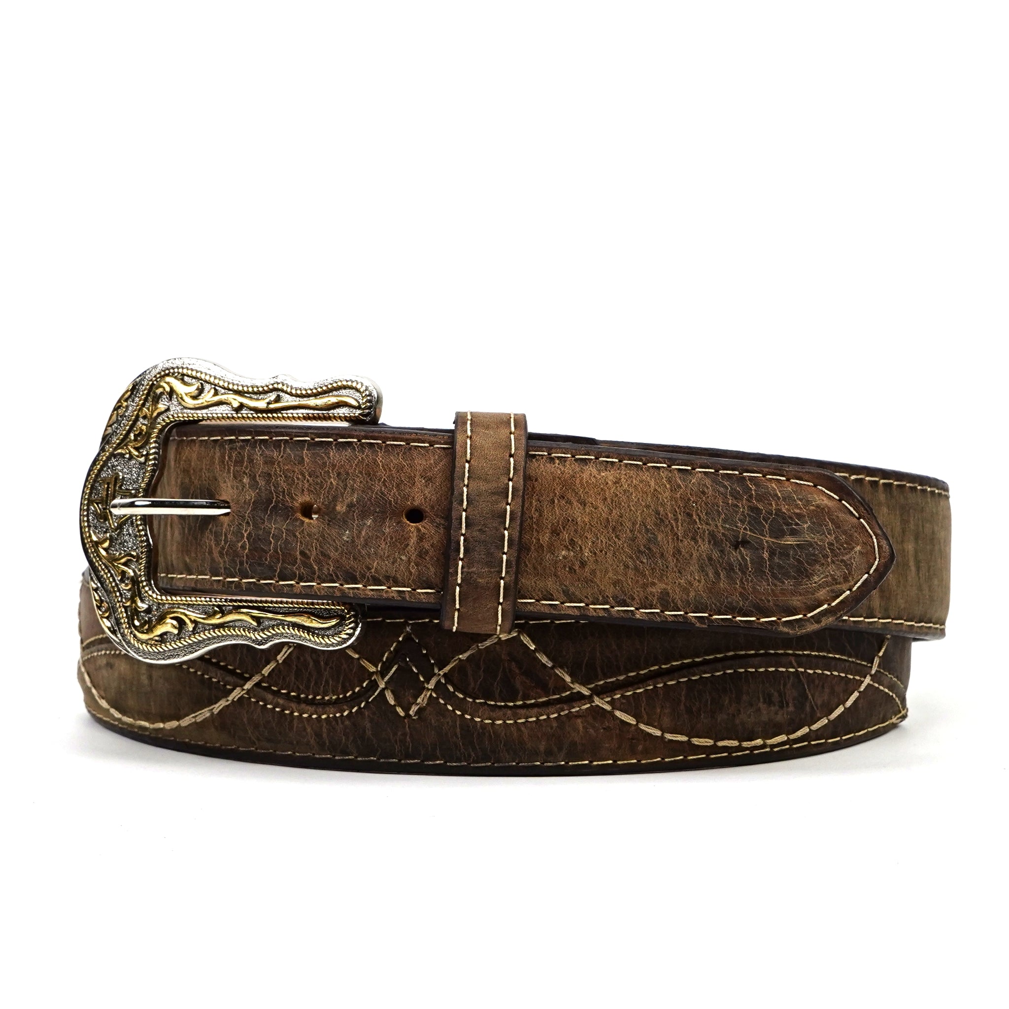 Stitched Cowhide Belt - Azkar Tan (C-V4301)