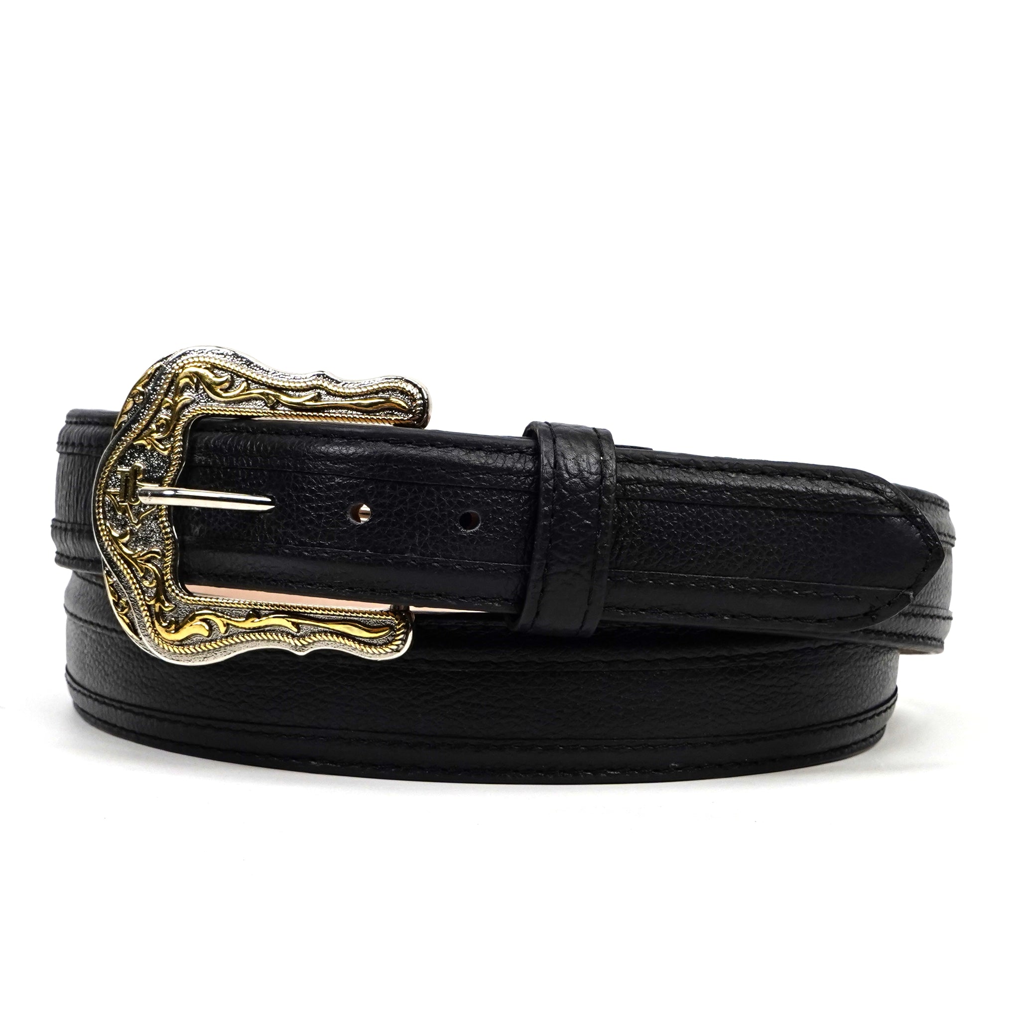 Cinturón de piel de vaca - Negro Barcelona (C-V4601)