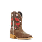 Botas Vaqueras para Niños - Caña Floral Marrón - Punta Cuadrada (TCK020)