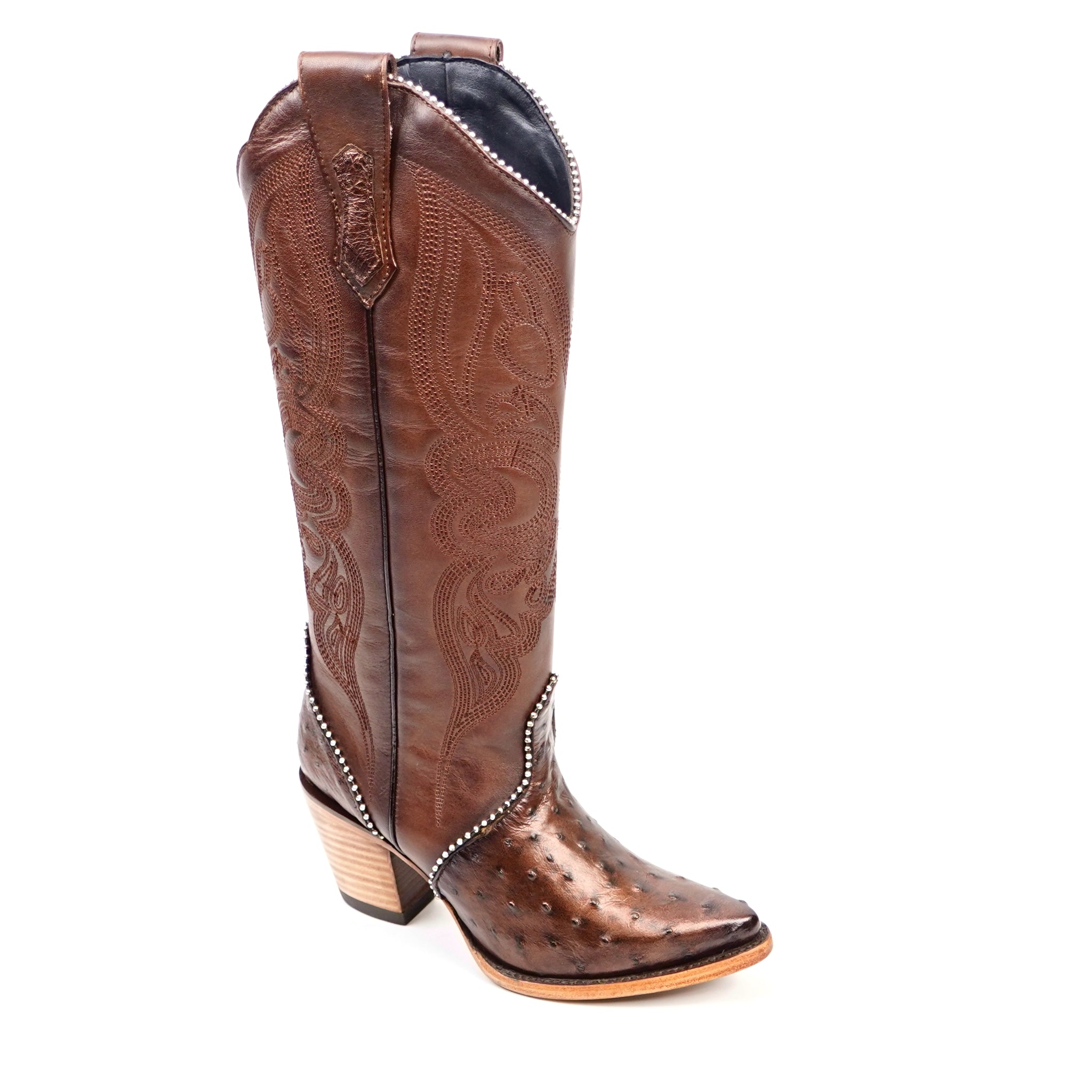 Paris Ostrich - Tall Shaft Bronze - J Toe