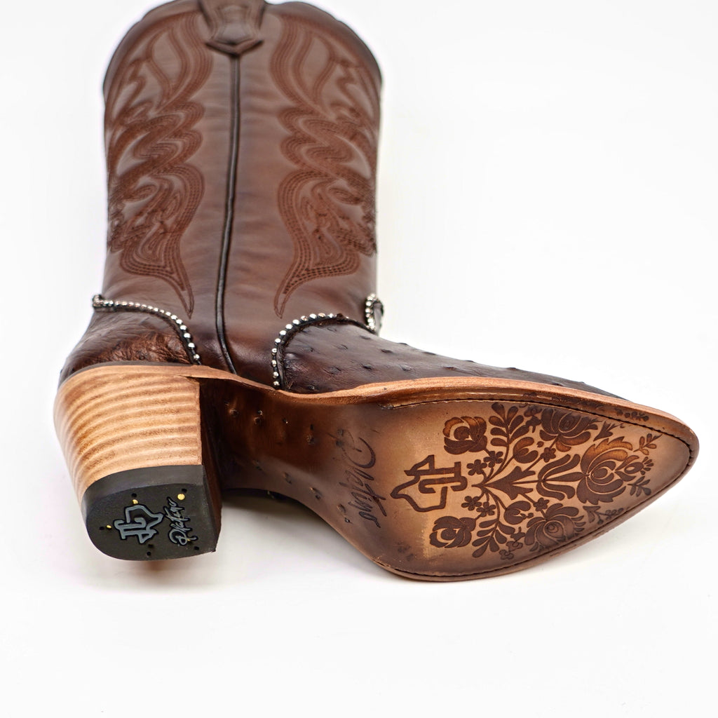 Paris Ostrich - Tall Shaft Bronze - J Toe