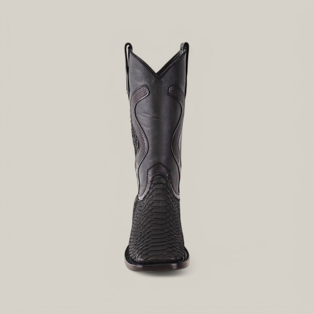Tanner Platinum Python Boots (Diamond) - Nubuck Black - Square Toe