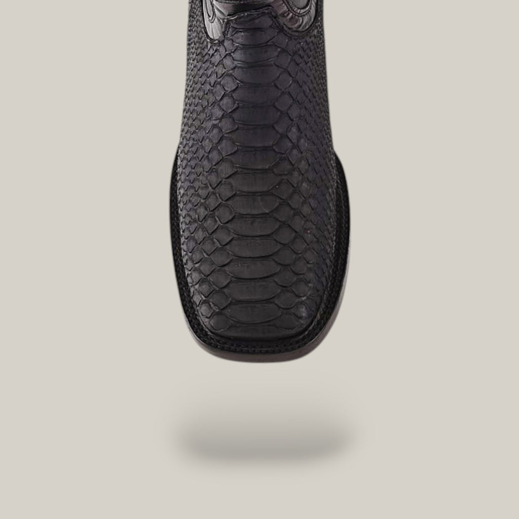 Tanner Platinum Python Boots (Diamond) - Nubuck Black - Square Toe