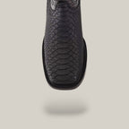 Tanner Platinum Python Boots (Diamond) - Nubuck Black - Square Toe