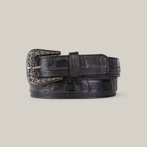 Exotic Full Quilt Alligator - Platinum Buckle - Black Belt